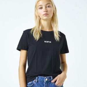 NWT. Pull&Bear Black Slogan Short-Sleeve T-Shirt. Size S.